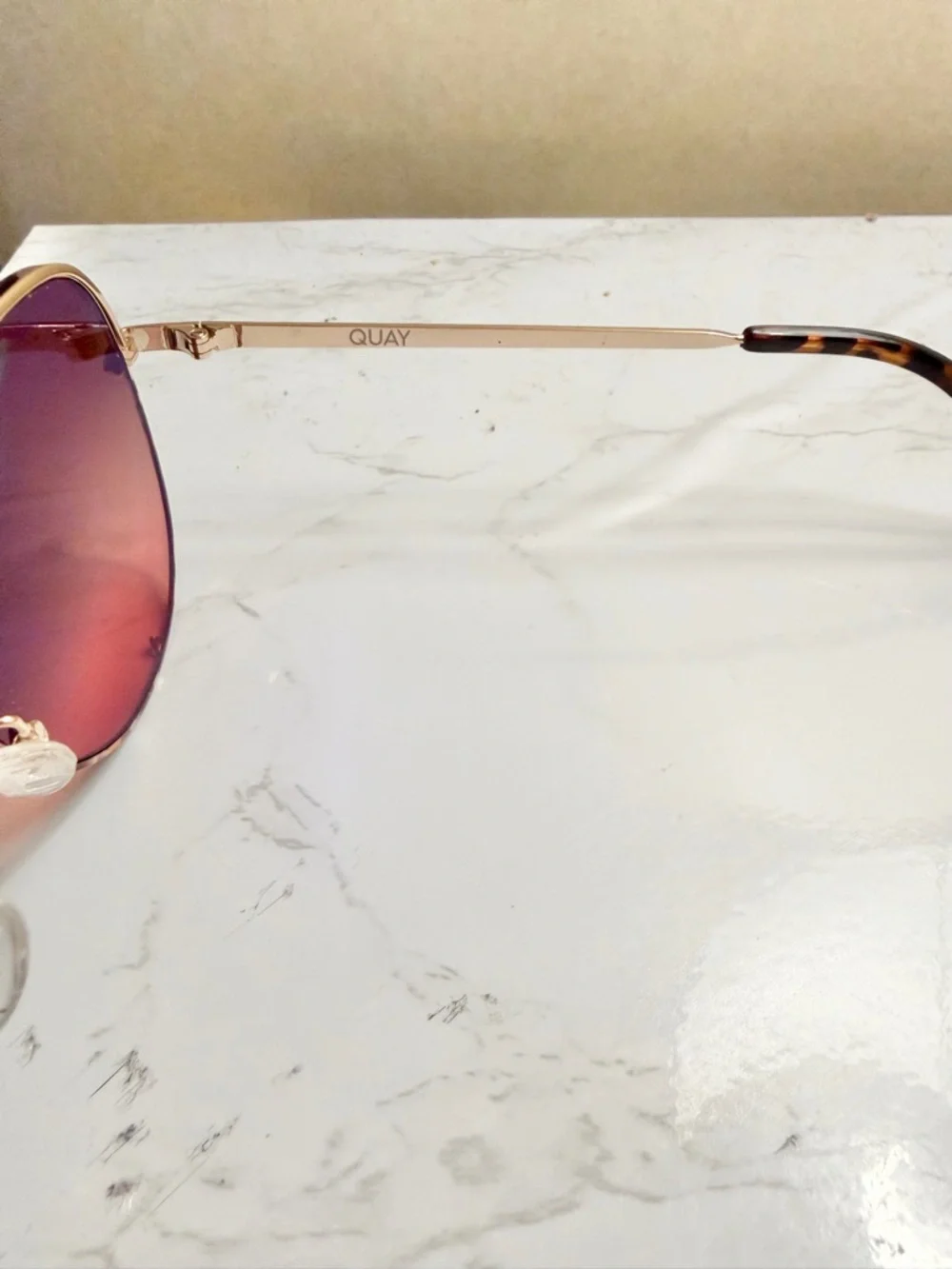 Quay Australia Gold Frame Sunglasses with Orange Gradient Lenses